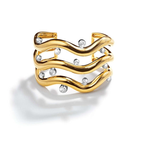 Triple Wave Cuff with diamonds