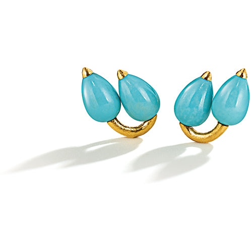 The Virgin Gold™ Collection: Turquoise Twin Bud Earclips