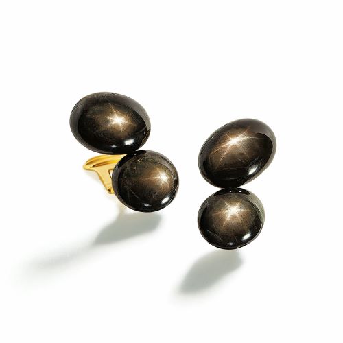 Gemini Earclips in Star Sapphire
