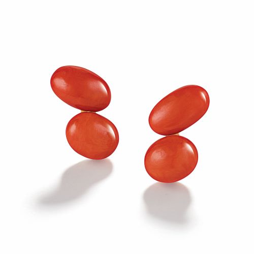Gemini Earclips in Coral